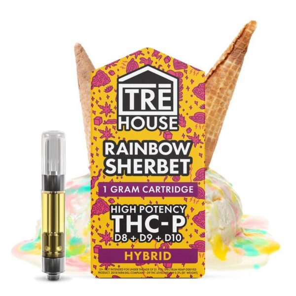 TreHouse THC-P Cartridge + D8 + D9 + D10 – Rainbow Sherbet – Hybrid 1g