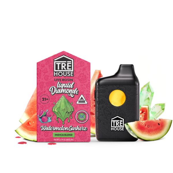 TreHouse Watermelon Gusherz Indica Live Rosin Liquid Diamonds Vape Pen